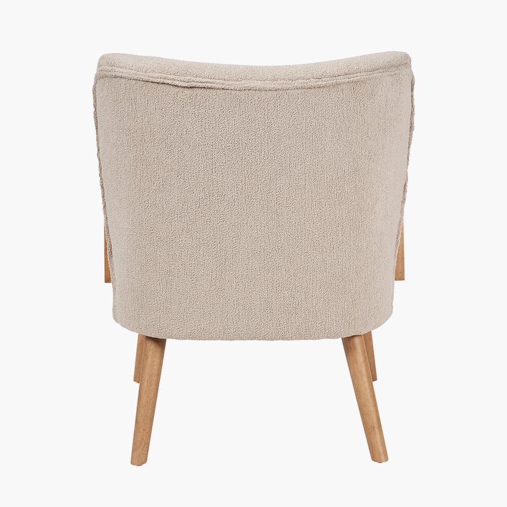 Sennori Taupe Teddy Fabric and Rubber Wood Occasional Chair.