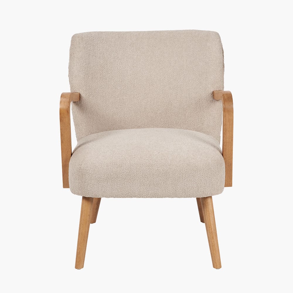 Sennori Taupe Teddy Fabric and Rubber Wood Occasional Chair.