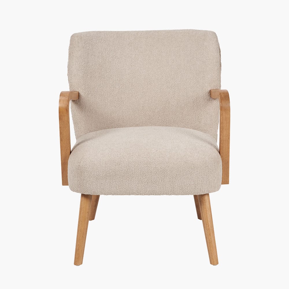 Pacific Lifestyle Living Sennori Taupe Teddy Fabric and Rubber Wood Occasional Chair House of Isabella UK