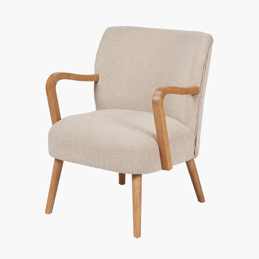 Sennori Taupe Teddy Fabric and Rubber Wood Occasional Chair.