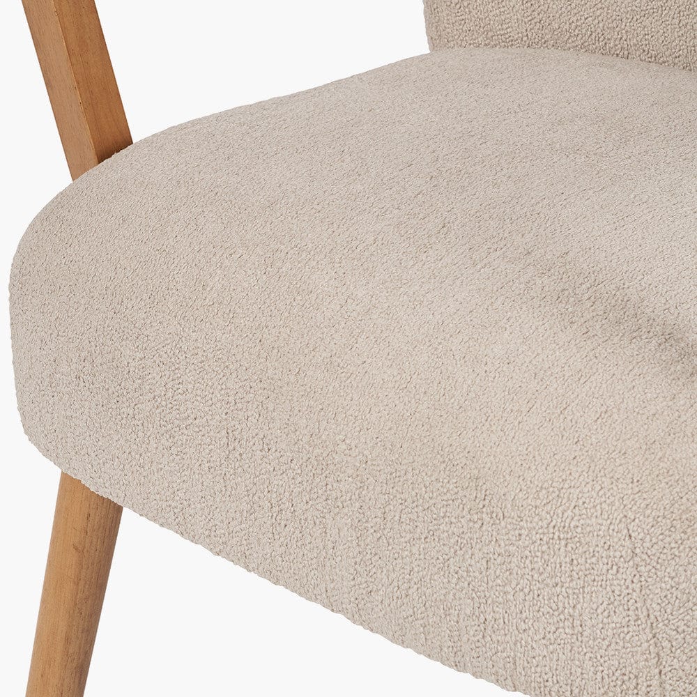 Sennori Taupe Teddy Fabric and Rubber Wood Occasional Chair.