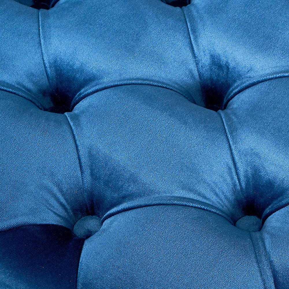 Seraphina Sapphire Blue Velvet Buttoned Rectangular Ottoman.