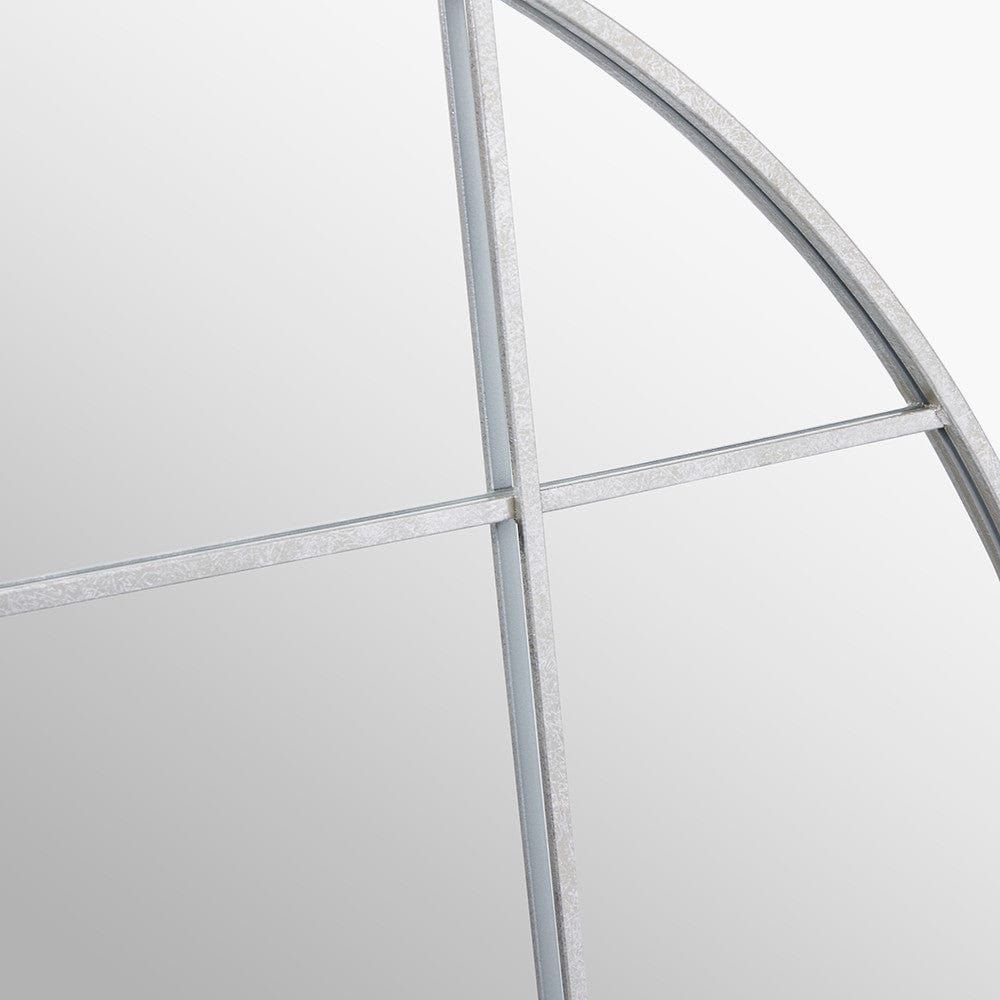 Silver Metal 16 Pane Round Wall Mirror.