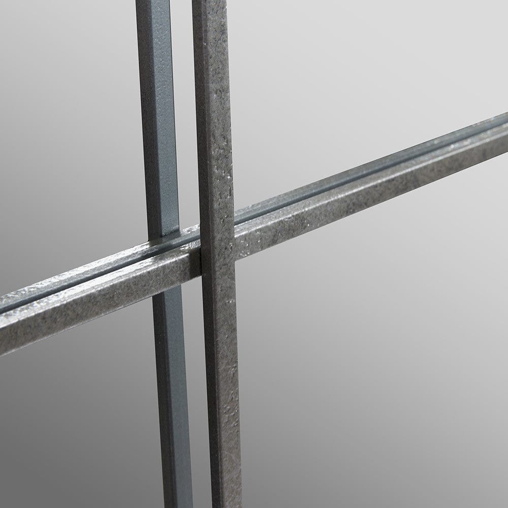 Silver Metal 16 Pane Round Wall Mirror.