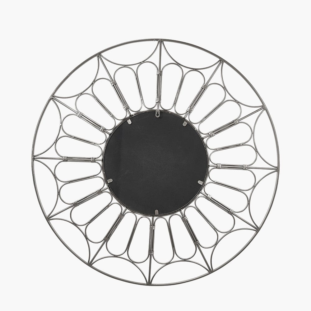 Pacific Lifestyle Living Silver Metal Cane Design  Round Wall Mirror House of Isabella UK