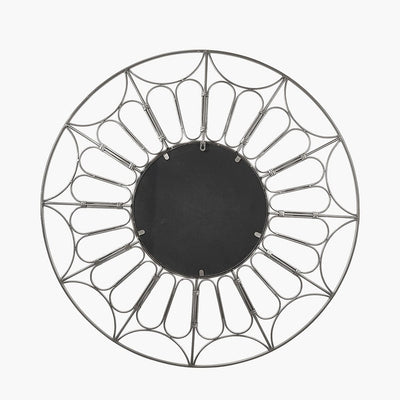 Pacific Lifestyle Living Silver Metal Cane Design  Round Wall Mirror House of Isabella UK