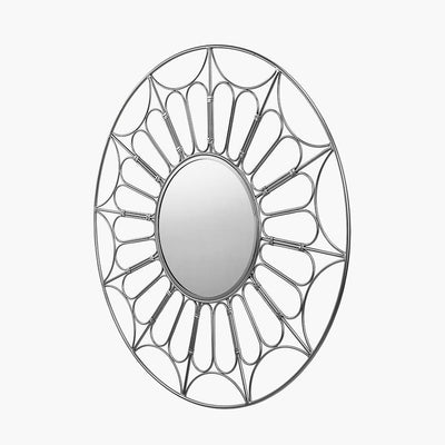 Pacific Lifestyle Living Silver Metal Cane Design  Round Wall Mirror House of Isabella UK