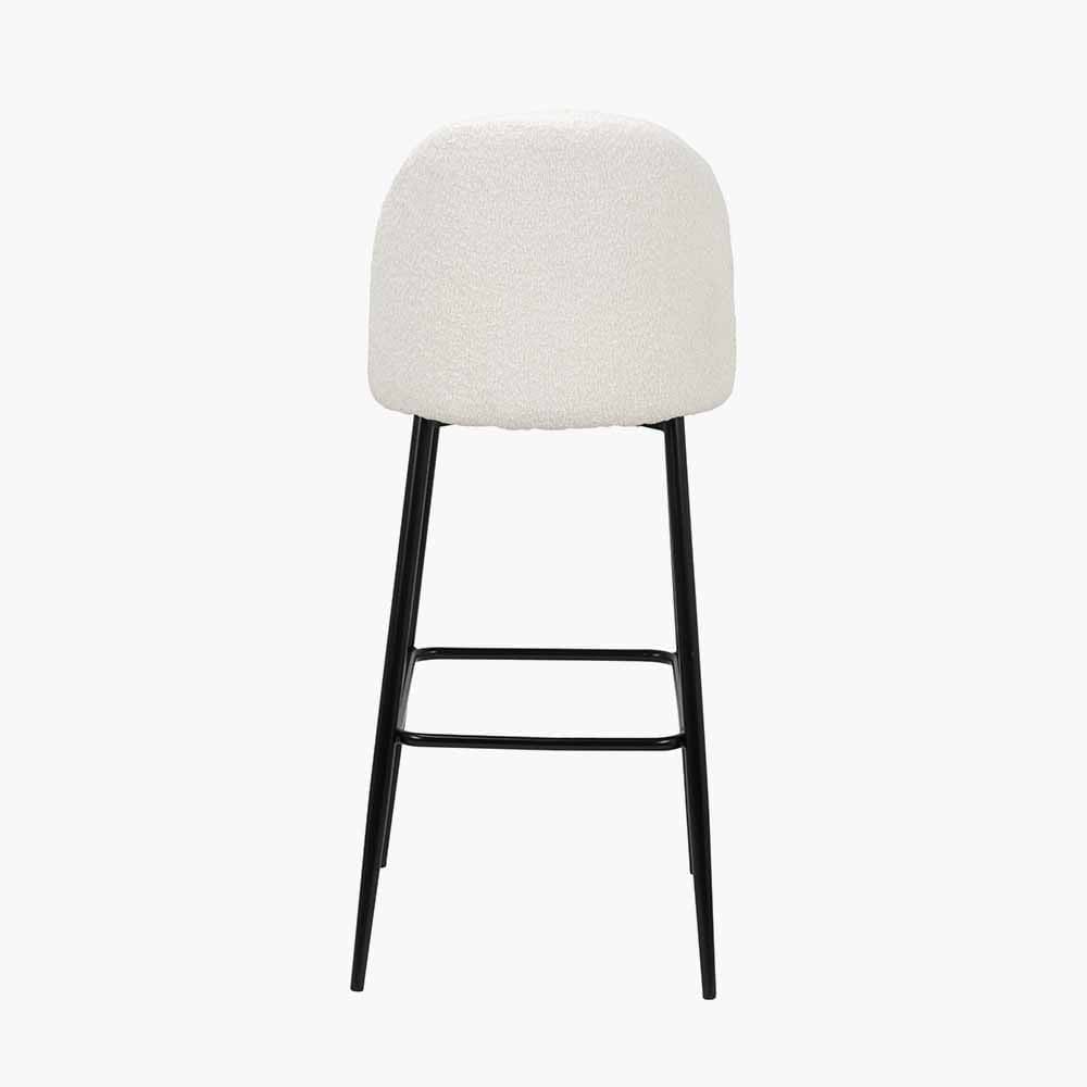 Turi Bouclé Fabric and Black Metal Bar Stool.