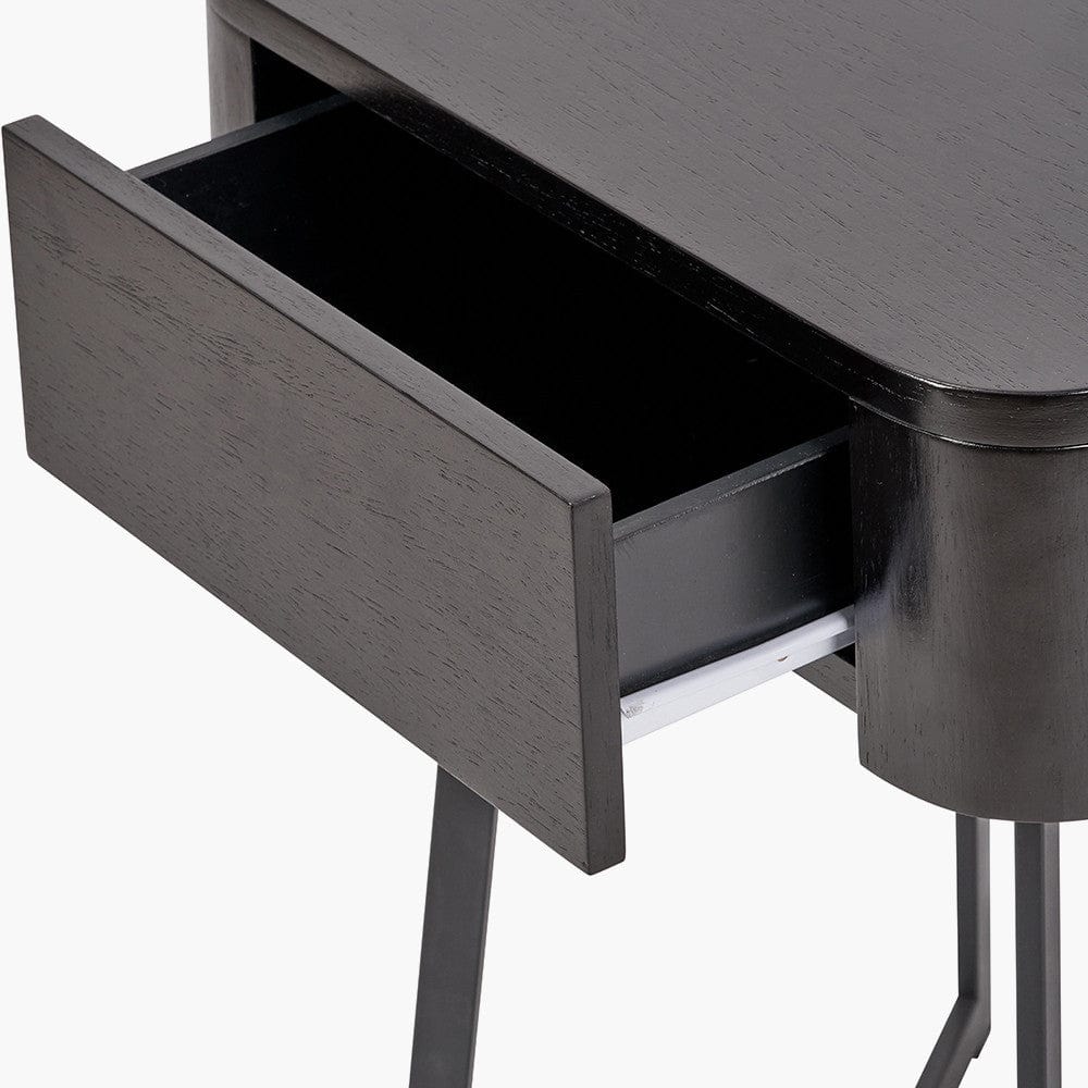 Ukiah Black Ash Veneer and Black Metal 1 Drawer Unit.