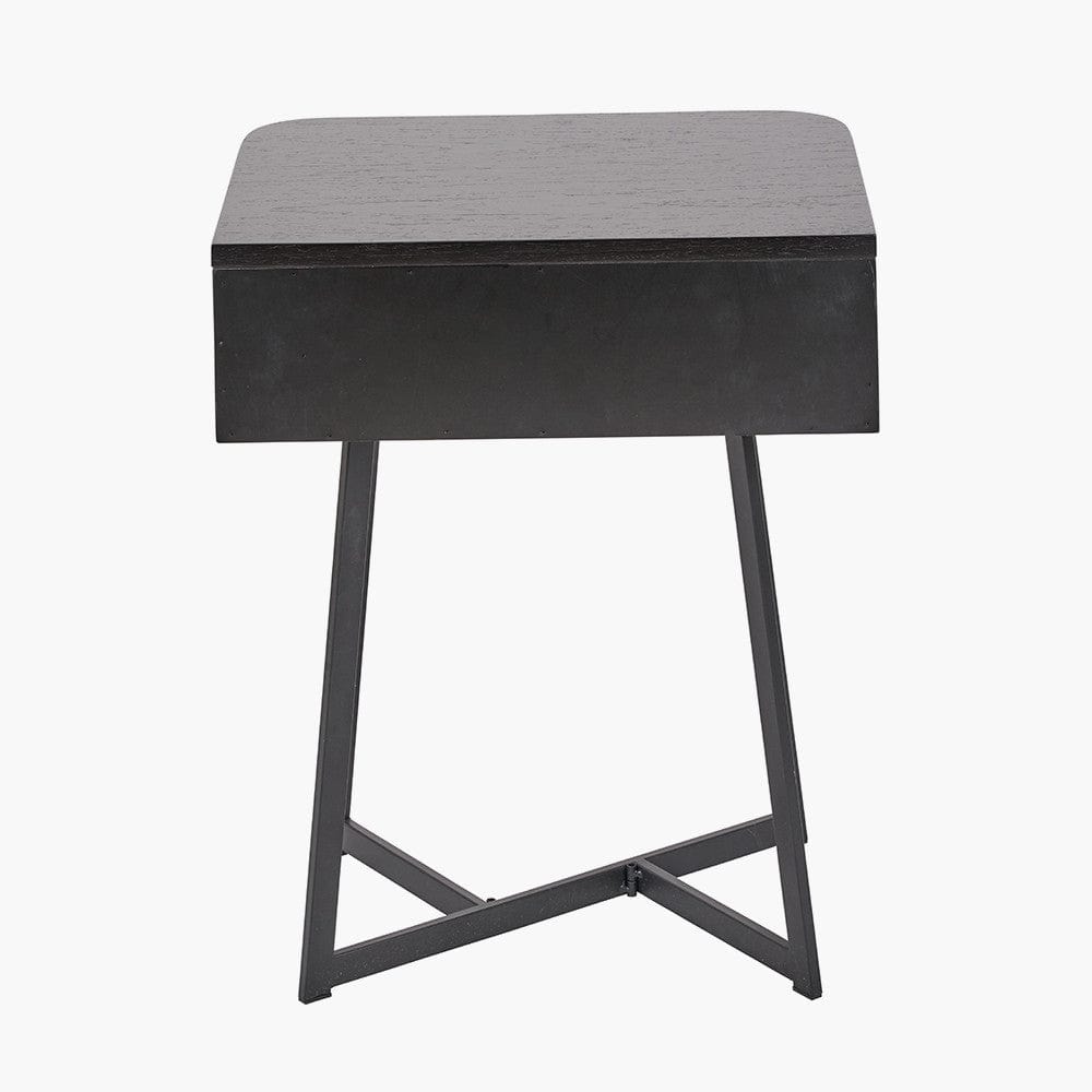 Ukiah Black Ash Veneer and Black Metal 1 Drawer Unit.