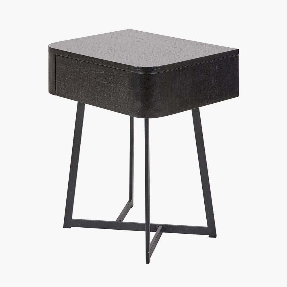 Ukiah Black Ash Veneer and Black Metal 1 Drawer Unit.