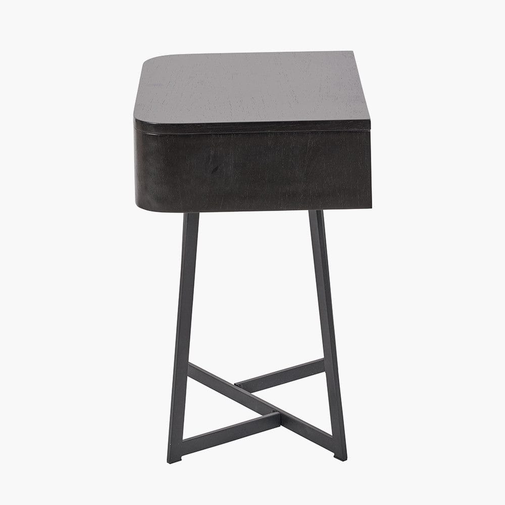 Ukiah Black Ash Veneer and Black Metal 1 Drawer Unit.