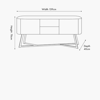 Pacific Lifestyle Living Ukiah Grey Oak Veneer and Black Metal Sideboard House of Isabella UK