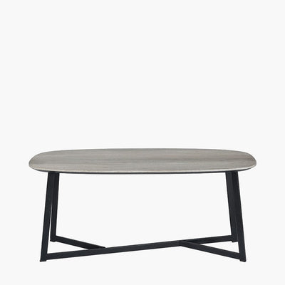 Pacific Lifestyle Living Ukiah Grey Oak Veneer & Black Metal Coffee Table House of Isabella UK