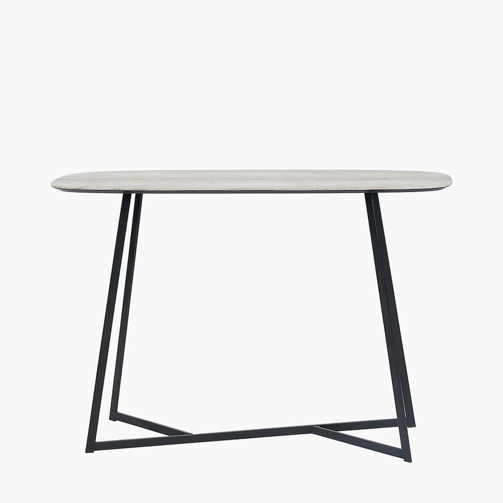 Ukiah Grey Oak Veneer & Black Metal Console Table.