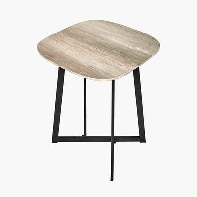 Pacific Lifestyle Living Ukiah Grey Oak Veneer & Black Metal Side Table House of Isabella UK