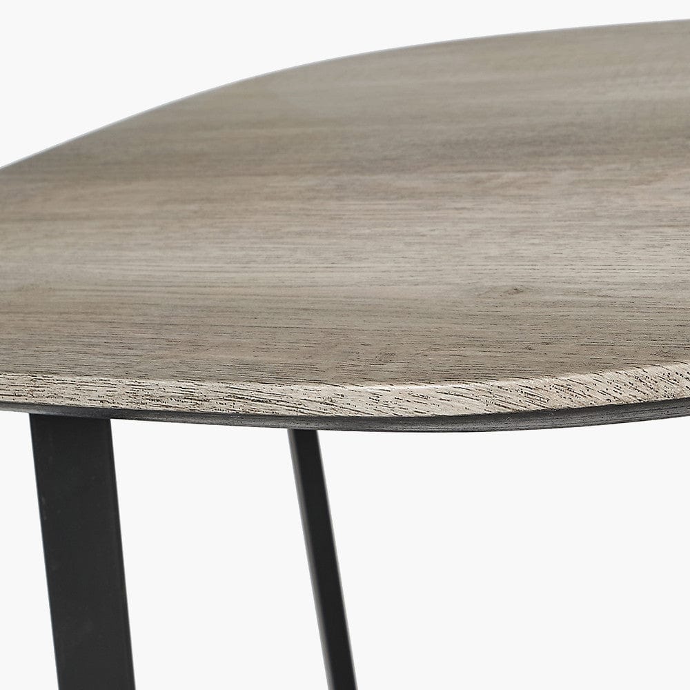 Ukiah Grey Oak Veneer & Black Metal Side Table.
