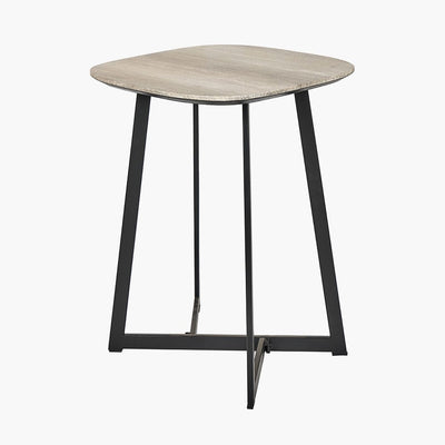 Pacific Lifestyle Living Ukiah Grey Oak Veneer & Black Metal Side Table House of Isabella UK