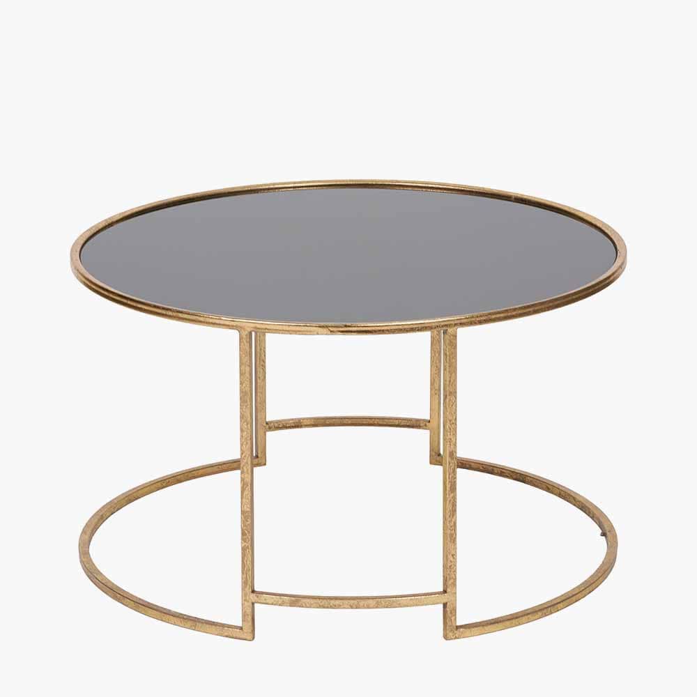 Pacific Lifestyle Living Veneziano Antique Gold Metal and Black Glass Coffee Table House of Isabella UK