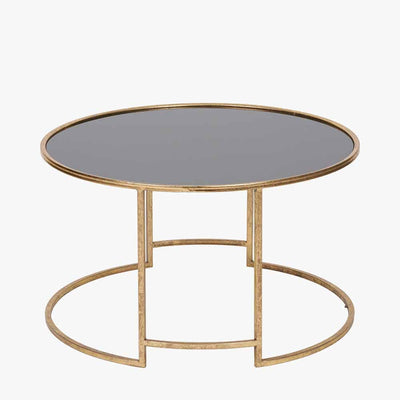 Pacific Lifestyle Living Veneziano Antique Gold Metal and Black Glass Coffee Table House of Isabella UK