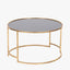 Veneziano Antique Gold Metal and Black Glass Coffee Table.
