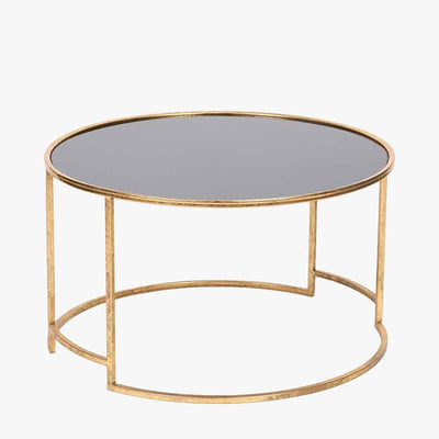 Pacific Lifestyle Living Veneziano Antique Gold Metal and Black Glass Coffee Table House of Isabella UK