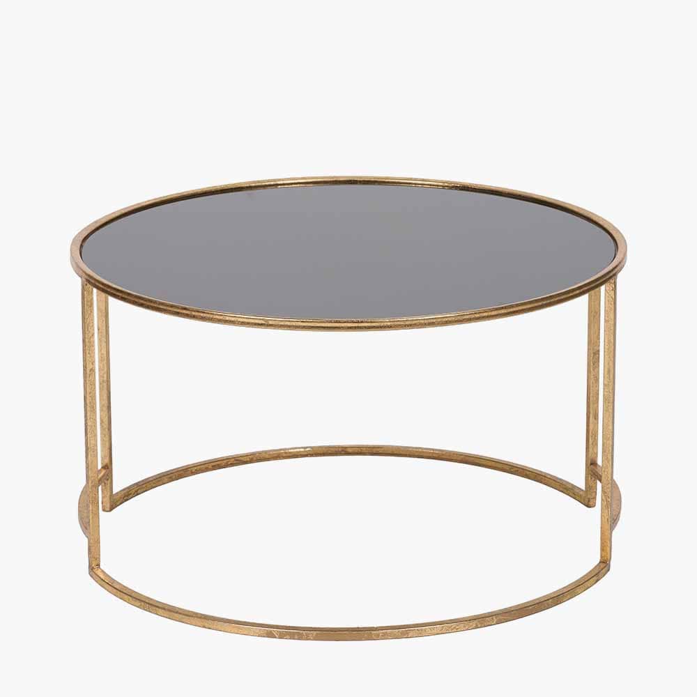 Pacific Lifestyle Living Veneziano Antique Gold Metal and Black Glass Coffee Table House of Isabella UK