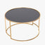 Veneziano Antique Gold Metal and Black Glass Coffee Table.