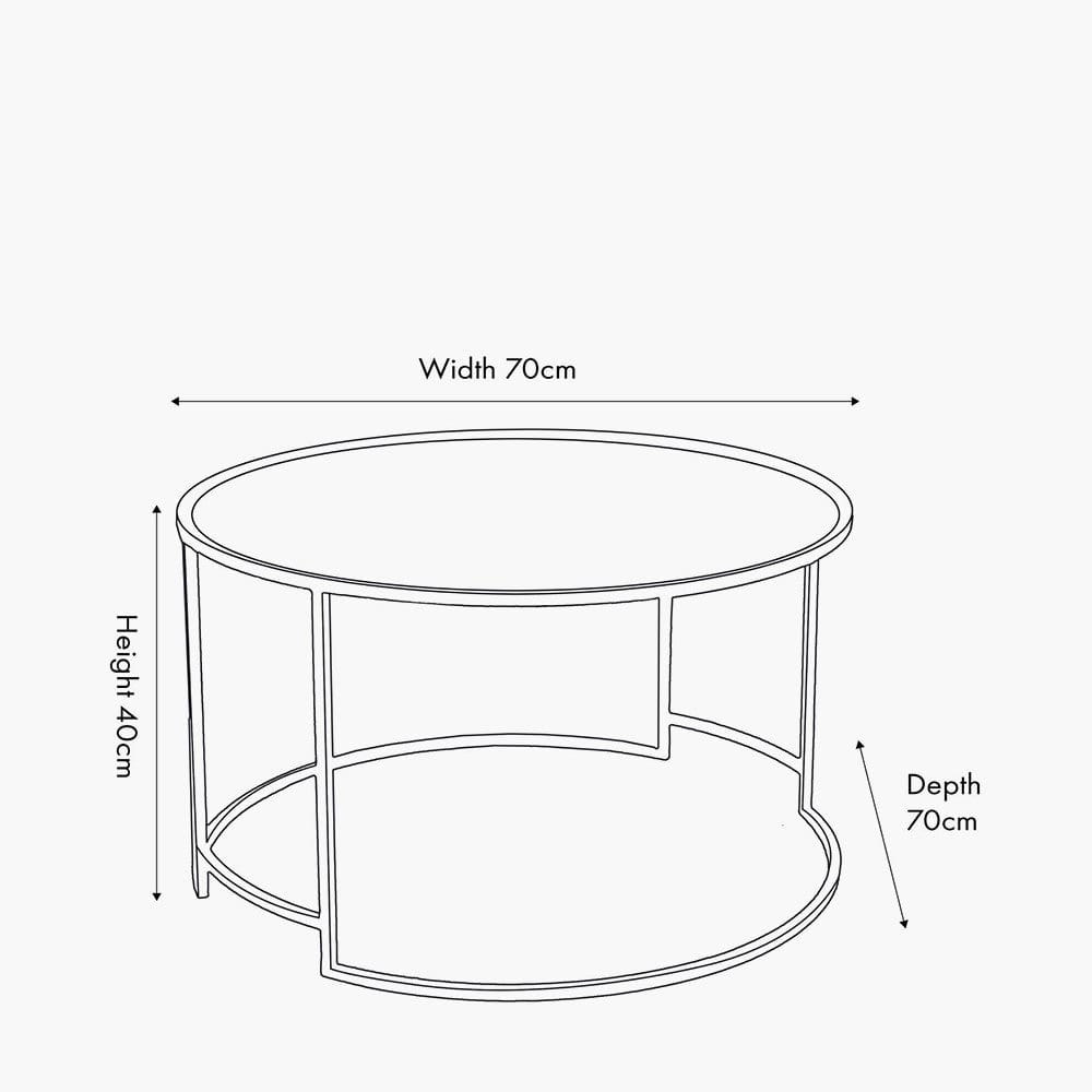 Veneziano Antique Gold Metal and Black Glass Coffee Table.