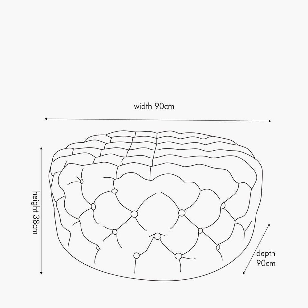 Vittoria Sapphire Blue Velvet Round Buttoned Pouffe.