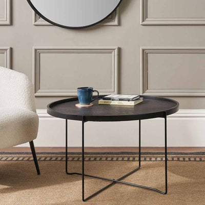 Pacific Lifestyle Living Voss Black Wood Veneer and Black Metal Coffee Table House of Isabella UK