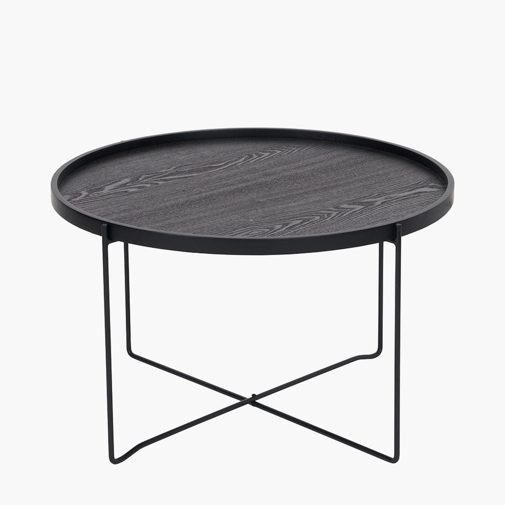 Pacific Lifestyle Living Voss Black Wood Veneer and Black Metal Coffee Table House of Isabella UK