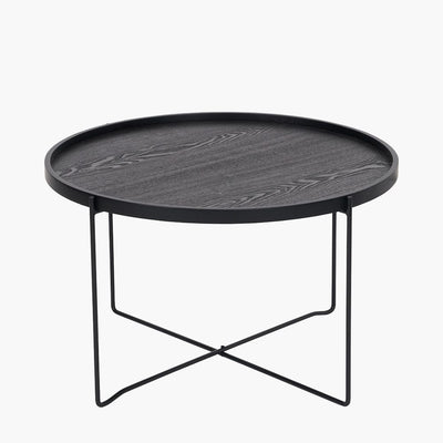 Pacific Lifestyle Living Voss Black Wood Veneer and Black Metal Coffee Table House of Isabella UK