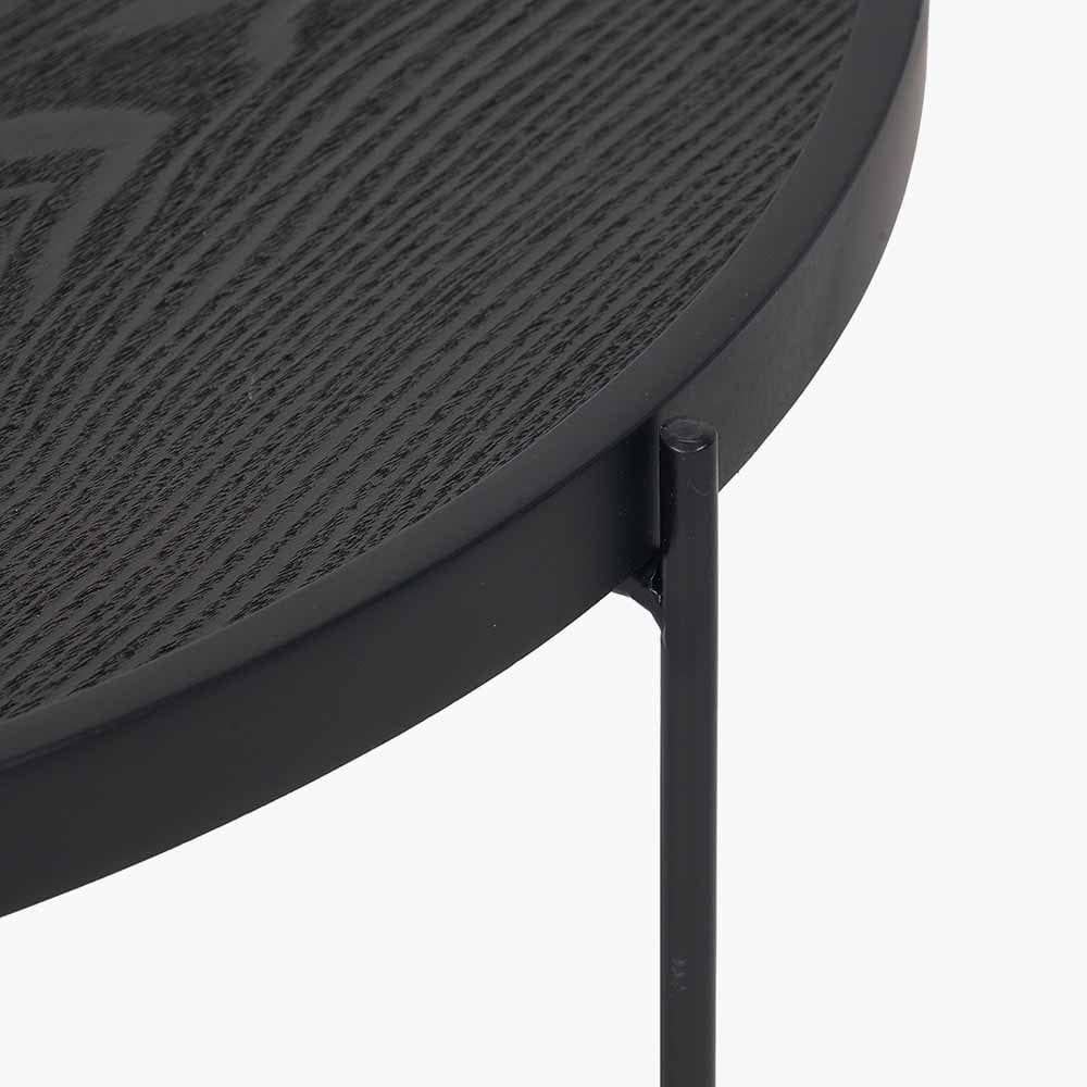 Voss Black Wood Veneer and Black Metal Coffee Table.