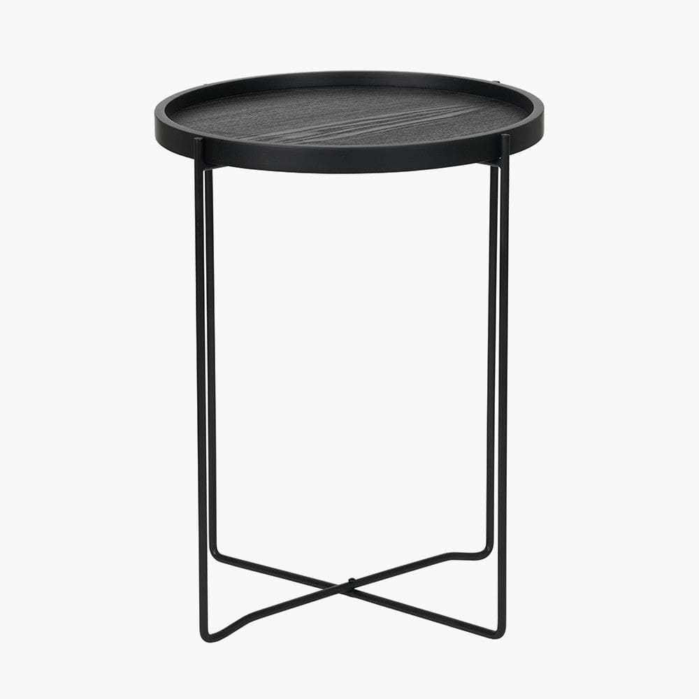 Pacific Lifestyle Living Voss Black Wood Veneer and Black Metal Side Table House of Isabella UK