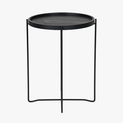 Pacific Lifestyle Living Voss Black Wood Veneer and Black Metal Side Table House of Isabella UK