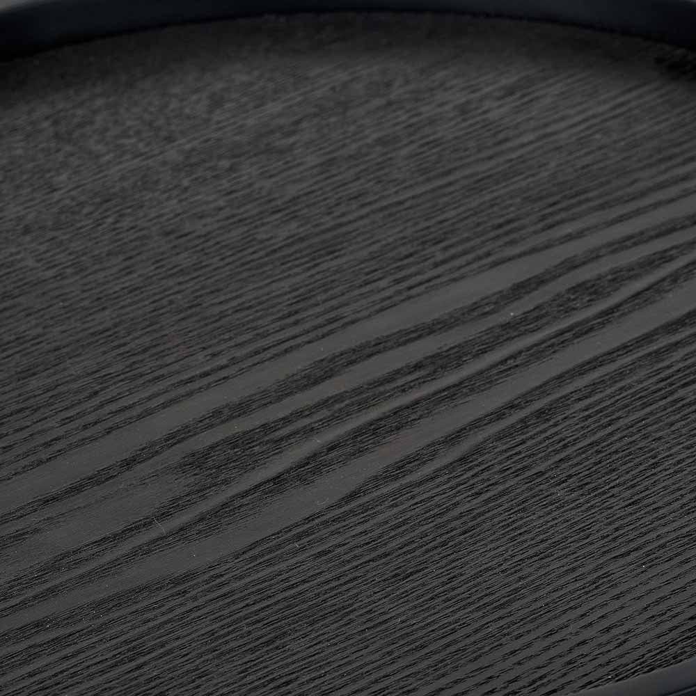 Voss Black Wood Veneer and Black Metal Side Table.