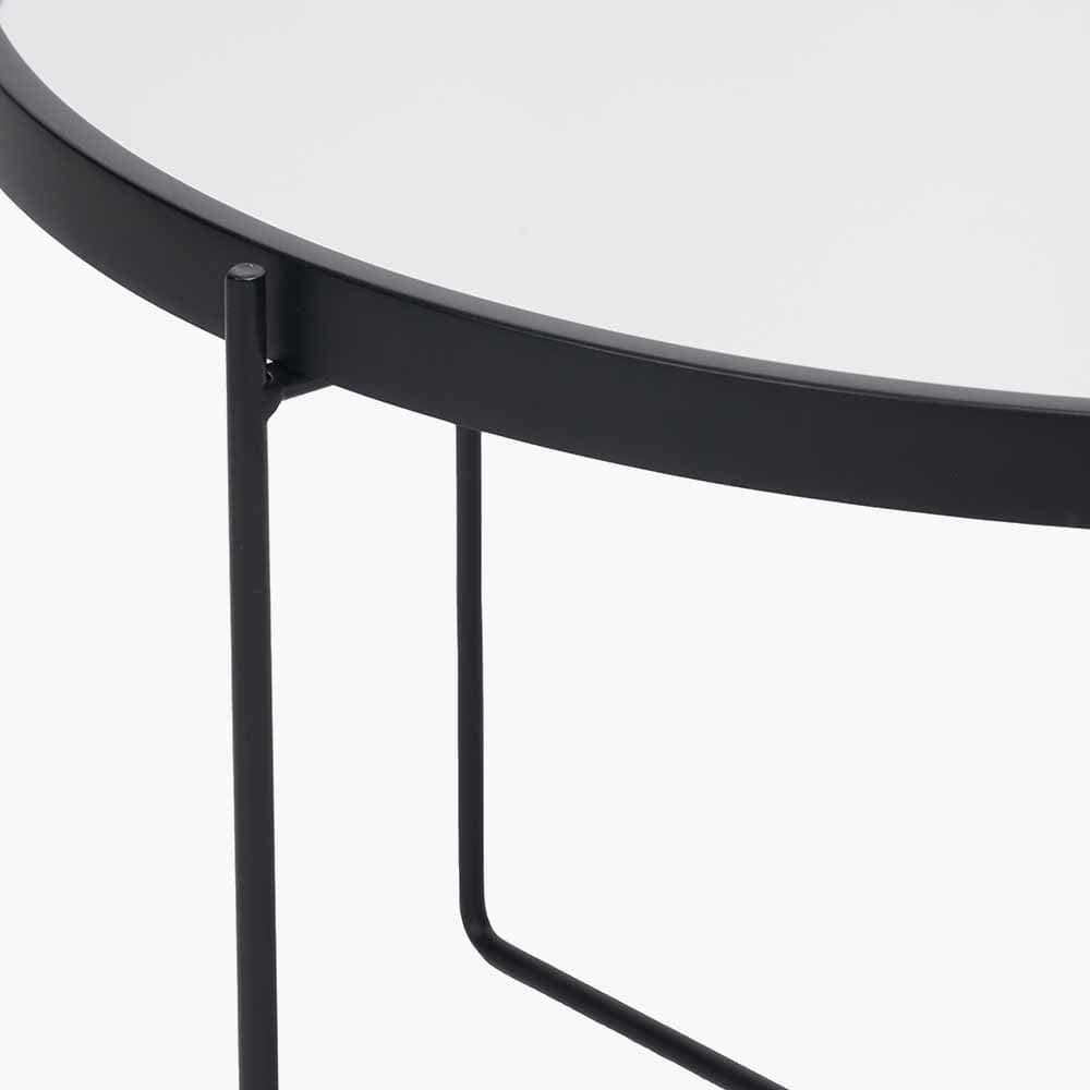 Voss Mirrored Glass and Black Wood Veneer Coffee Table.