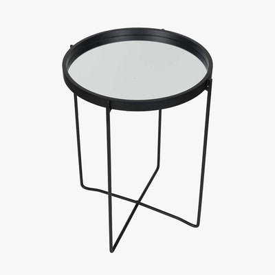 Pacific Lifestyle Living Voss Mirrored Glass and Black Wood Veneer Side Table House of Isabella UK