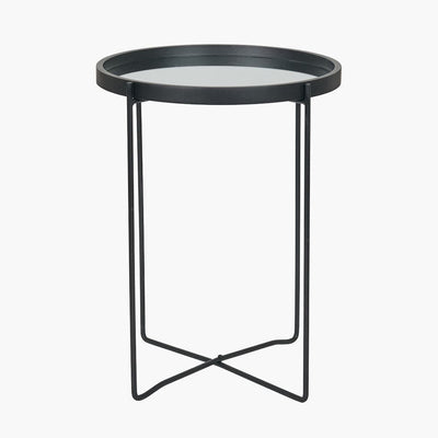 Pacific Lifestyle Living Voss Mirrored Glass and Black Wood Veneer Side Table House of Isabella UK