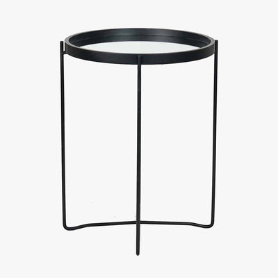 Pacific Lifestyle Living Voss Mirrored Glass and Black Wood Veneer Side Table House of Isabella UK