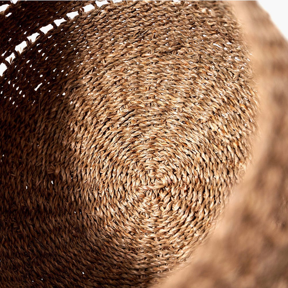 Woven Natural Seagrass S/3 Round Baskets.