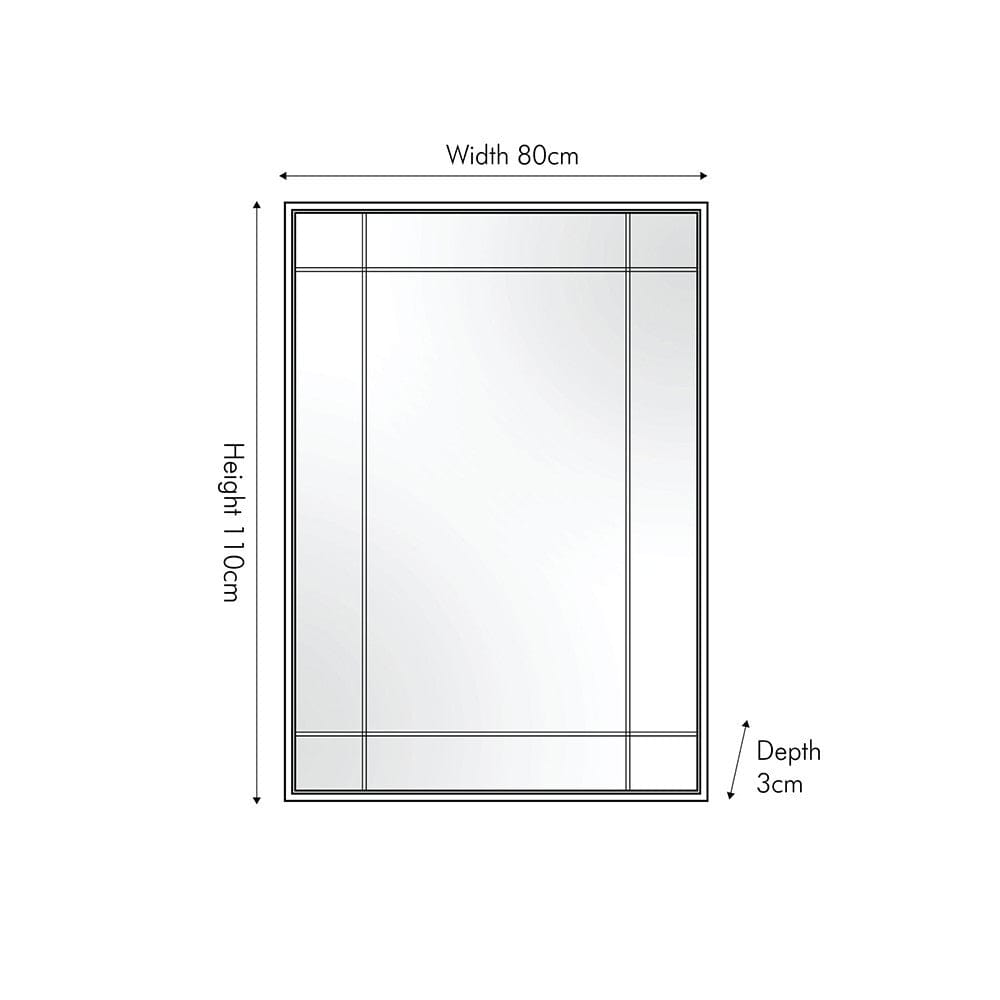 Antique Bronze Metal Rectangular Wall Mirror.