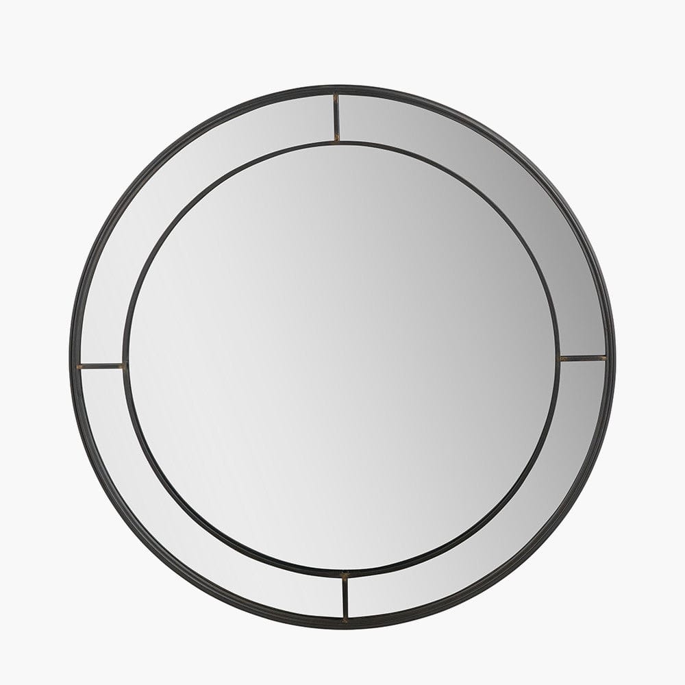 Antique Bronze Metal Round Wall Mirror.