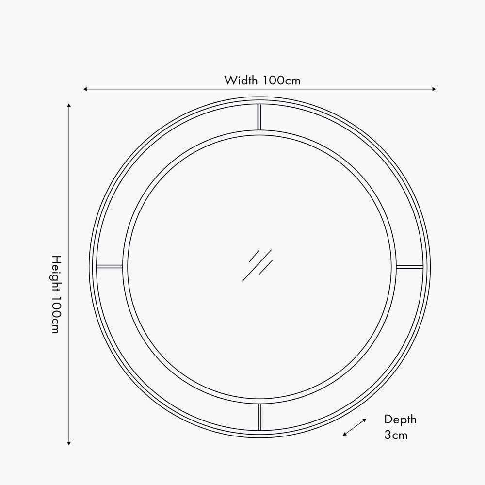 Antique Bronze Metal Round Wall Mirror Large.