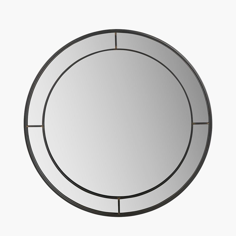 Antique Bronze Metal Round Wall Mirror Large.