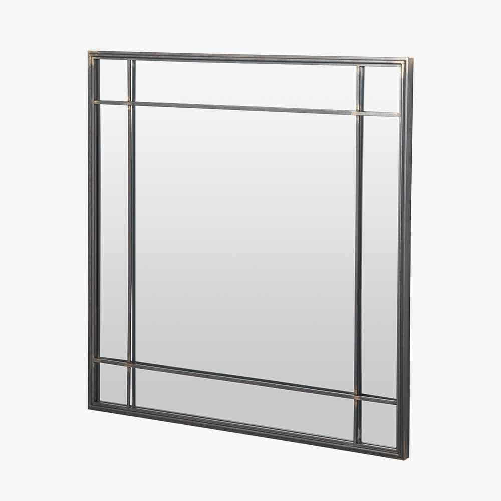 Antique Bronze Metal Square Wall Mirror.