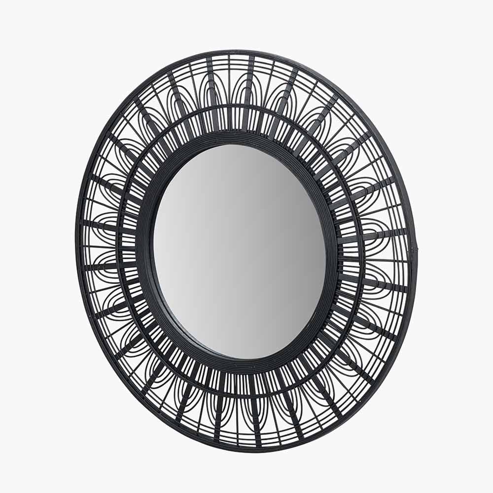 Pacific Lifestyle Mirrors Black Bamboo Frame Round Wall Mirror House of Isabella UK