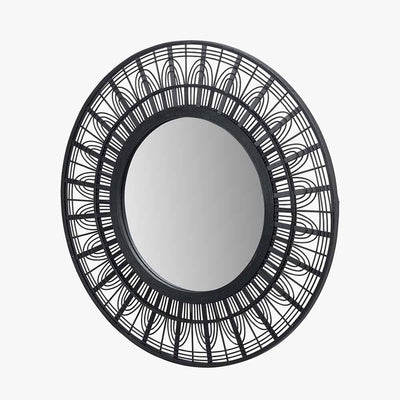 Pacific Lifestyle Mirrors Black Bamboo Frame Round Wall Mirror House of Isabella UK