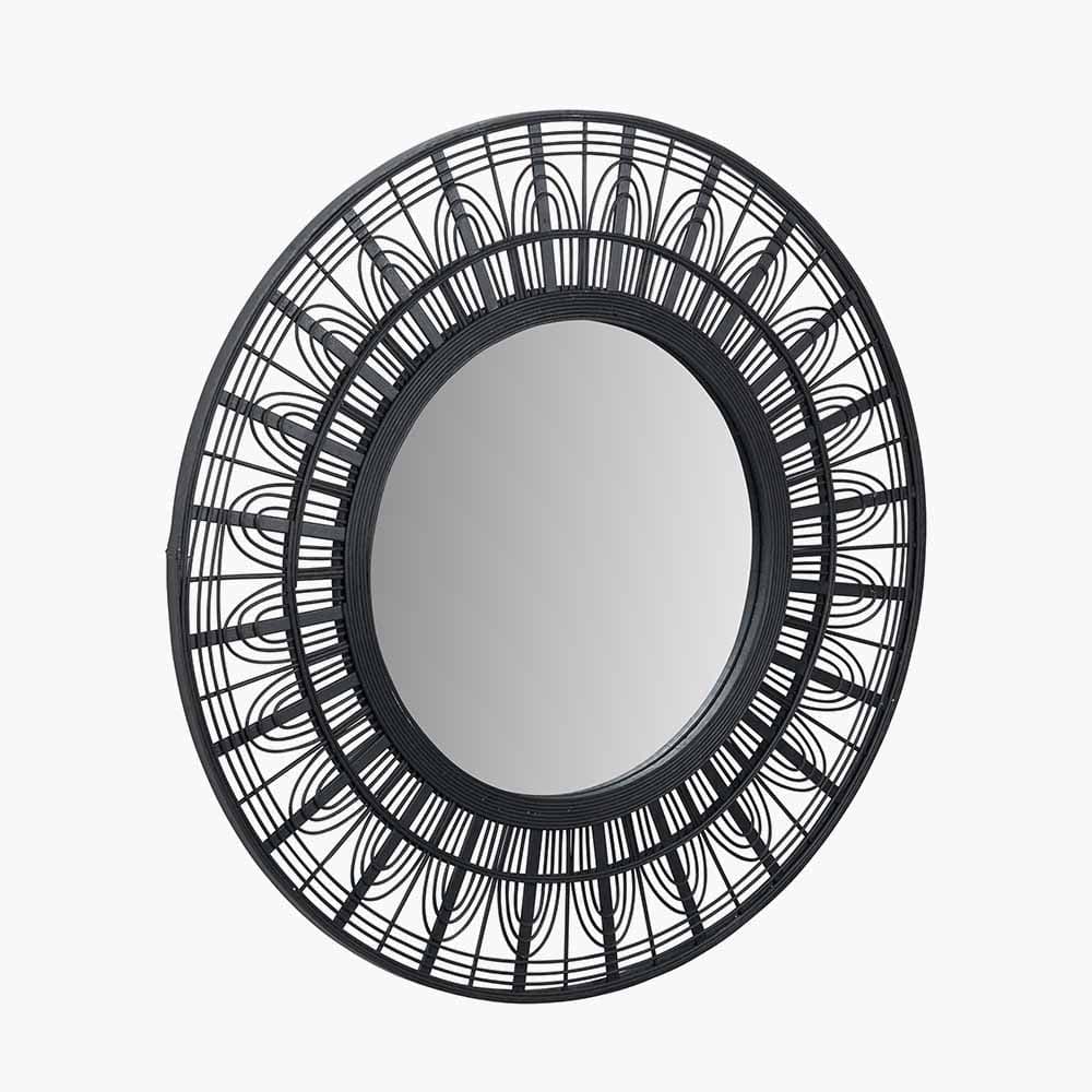 Pacific Lifestyle Mirrors Black Bamboo Frame Round Wall Mirror House of Isabella UK